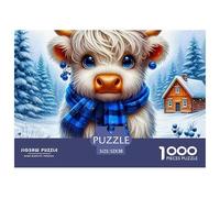 Highland Calf with Floral Crown in Field Papel Juego En Interior Ideal, Buen Regalo para Familia, Amigos Y Compañeros De Trabajo 52x38cm/1000pcs