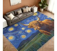 Highland Cattle Alfombra 160x230cm, Abstract Starry Sky Alfombras for Living Room