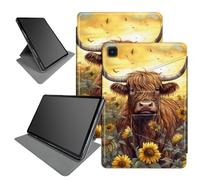 Highland Cattle Sunflower - Funda para Samsung Galaxy Tab A7 Lite de 8.7 pulgadas, versión 2021 (modelo: SM-T220/T225/T227), soporte plegable giratorio de 360 grados, múltiples ángulos de visión