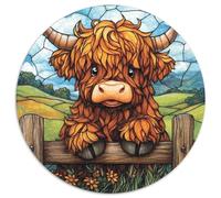 Highland Cow 1000 Piece Science Fiction Pet Jigsaw Puzzle For Adults Educational Games Stress Relief Puzzle Exercise The Memory of The Brain for Family Decorations 1000pcs (67.5x67.5cm)