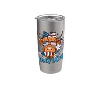Highland Cow 4th Of July Cow For Women Men Funny Cow Vaso térmico de acero inoxidable de doble pared