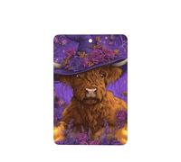 Highland Cow - Ambientadores de coche con sombrero de bruja morado para Halloween, 4 unidades, tarjetas perfumadas colgantes, tarjetas perfumadas para coche, tabletas de aromaterapia