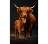 Highland cow and calf: Minimalist Animal Journal | Farm Animals Mother & Baby Series | 120 Lined Pages | 6x9