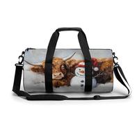 Highland Cow and Sweet Snowman - Bolsa de viaje para gimnasio y gimnasio para mujeres y hombres, bolsa de deporte con correa para el hombro