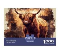 Highland Cow Art_1 Piezas De Cartón Resistentes Ideal para Entrenar Pensamiento Lógico, Memoria Y Concentración En El Ocio 52x38cm/1000pcs