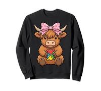 Highland Cow Autismo Puzzle Concientización Enseñar Niños Niñas Sudadera