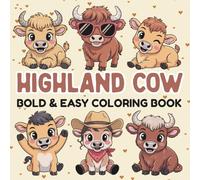Highland Cow Bold and Easy Coloring Book: Kawaii Summer Fashion & Beach Scenes - 45 Cute One-Sided Designs (8.5x8.5) for Kids, Teens & Adults, Inspiring Relaxation, Stress Relief & Creativity