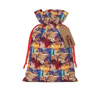 Highland Cow - Bolsa de cordón con etiqueta de papel kraft para Navidad, Halloween, fiesta, regalo