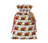 Highland Cow - Bolsa de Navidad con cordón y etiqueta de papel kraft de 4.7 x 6.9 pulgadas para regalos de Halloween