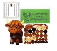 Highland Cow Button Ornament Kit - D IY Set, Christmas Funny Animal Craft Kit with Christmas Buttons, Seasonal Decor for Holiday Party Supplies, Bedroom, Office, Entryway, Wreaths, Car, Door, and