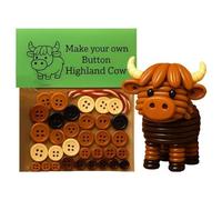 Highland Cow Button Ornament Kits, DIY Handmade Highland Cow Button Craft Set Christmas Fensterschmuck für Hof, Terrasse, Gartenparty, Feiertagsrasen, Fensterbänke