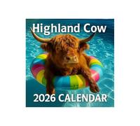 Highland Cow Calendar 2026, Thick Paper Funny 12 Monthly 2026 Wall Calendar for Home Office Organizing and Planning, 28.5 x 21 cm