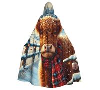 Highland-Cow-Christmas - Capa con capucha de bruja para adultos, disfraz de Halloween
