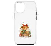 Highland Cow Christmas Coffee Cocoa Sled Cute Watercolor Carcasa para iPhone 12/12 Pro