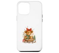 Highland Cow Christmas Coffee Cocoa Sled Cute Watercolor Carcasa para iPhone 12 Pro MAX