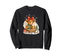 Highland Cow Christmas Coffee Cocoa Sled Cute Watercolor Sudadera