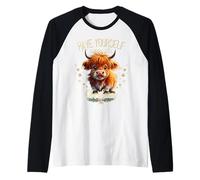 Highland Cow Christmas Cute para Mujeres y niñas Que aman Las Vacas Camiseta Manga Raglan