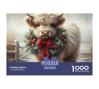 Highland Cow Christmas Elaboración De Calidad Regalo Ideal para Fans De Puzzles, Adultos Y Jóvenes Amantes De Juegos Mentales 70x50cm/1000pcs