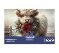 Highland Cow Christmas Piezas De Cartón Gruesas Excelente para Entrenar Memoria, Concentración Y Pensamiento Lógico 38x26cm/1000pcs