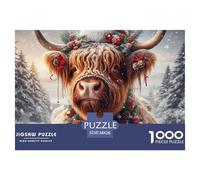 Highland Cow Christmas Piezas Lisas Excelente Entrenamiento Mental, Apto para Entretenimiento Familiar Y Relax Personal 38x26cm/1000pcs