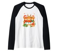 Highland Cow Christmas Trio Cute Holiday Watercolor Camiseta Manga Raglan