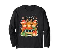 Highland Cow Christmas Trio Cute Holiday Watercolor Manga Larga