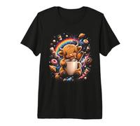 Highland Cow Coffee Lover Kawaii Lindo Ternero Camiseta Premium