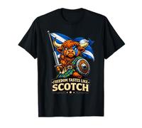 Highland Cow con la Bandera de Escocia Camiseta