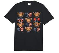 Highland Cow Coquette Bow Patriotic 4th of July Comfort Colors Adult Heavyweight T-Shirt