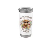 Highland Cow Crazy Quote Heart Gafas de sol Floral Vaso térmico de acero inoxidable de doble pared