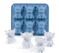 Highland Cow Cubitera de Silicona 3D Mini Carro Alto Molde de Hielo 6 Vaca Cubitos de Hielo para Whisky, Cócteles, Bebidas, Chocolate, Jalea, Regalo para Hombres