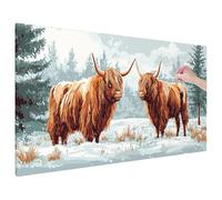 Highland Cow Diamond Painting Adultos Niños, 5D Diamond Painting Grande 90x40, Punto de Cruz Diamante Art Crafts Libro Patrón, Manualidades Adultos Embroidery Kit, Regalos Originales para Mujer V-51
