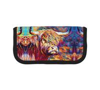 Highland Cow - Estuche pequeño para lápices, estuche estético para lápices, bolsa de almacenamiento para bolígrafos, oficina, Black, Talla única, Organizador de bolsas