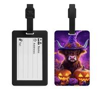 Highland Cow - Etiquetas para equipaje de Halloween, etiqueta de viaje