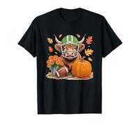 Highland Cow Fall Football Game Day Pumpkin Spice Camiseta