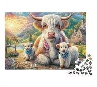Highland Cow Family Mejoras para el Hogar Alpaca & Sheep Rompecabezas Único 1000 Piezas para Adultos Rompecabezas, Desafiante y Estimulante Adultos Actividad Divertida para Hogar 70x50cm/1000pz