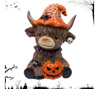Highland Cow Figurines, Resin Figurine Brown Cattle Statue, 3.15x4.13 Inches Lightweight & Various Spaces, Varnish Table Shelf Decor for Bookshelf, Home, Apartment, Desktop, Bedroom, and Living Room