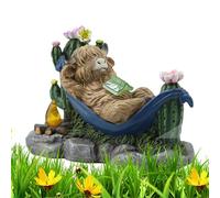 Highland Cow Garden Statue, Waterproof Hand Painted Resin Solar Light Decor, Outdoor Garden Animal Sculpture For Courtyard Patio Balcony Terrace Pond Flower Bed Pathway Landscape Yard Decoration Use