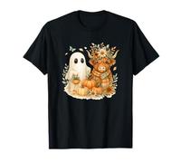 Highland Cow & Ghost Pumpkin Patch Watercolor Halloween Camiseta