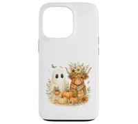 Highland Cow & Ghost Pumpkin Patch Watercolor Halloween Carcasa para iPhone 13 Pro