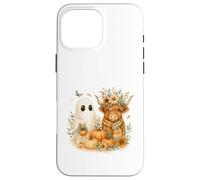Highland Cow & Ghost Pumpkin Patch Watercolor Halloween Carcasa para iPhone 16 Pro MAX