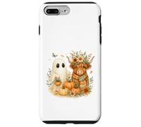 Highland Cow & Ghost Pumpkin Patch Watercolor Halloween Carcasa para iPhone 7 Plus/8 Plus