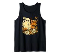 Highland Cow Ghost - Spooky Cute Retro Halloween Floral Camiseta sin Mangas