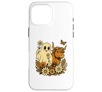 Highland Cow Ghost - Spooky Cute Retro Halloween Floral Carcasa para iPhone 16 Pro MAX