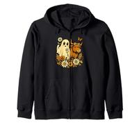 Highland Cow Ghost - Spooky Cute Retro Halloween Floral Sudadera con Capucha