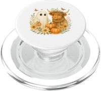 Highland Cow & Ghost Watercolor Pumpkin Patch Halloween PopSockets PopGrip para MagSafe
