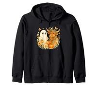 Highland Cow & Ghost Watercolor Pumpkin Patch Halloween Sudadera con Capucha