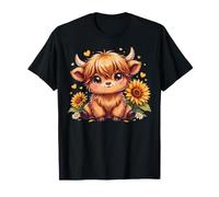 Highland Cow Girasol Lindo Rústico Animal de Granja Camiseta