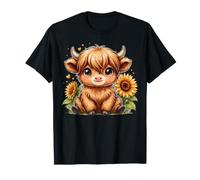 Highland Cow Girasol Lindo Rústico Animal de Granja Camiseta