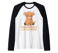 Highland Cow Grandma'S Little MOO Scottish Cowgirl Fun Camiseta Manga Raglan